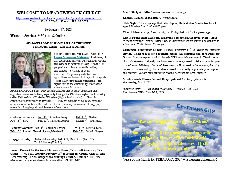 BulletinsDocuments Meadowbrook Church